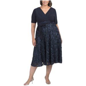 ALEX EVENINGS Plus Party Tea-length Dress